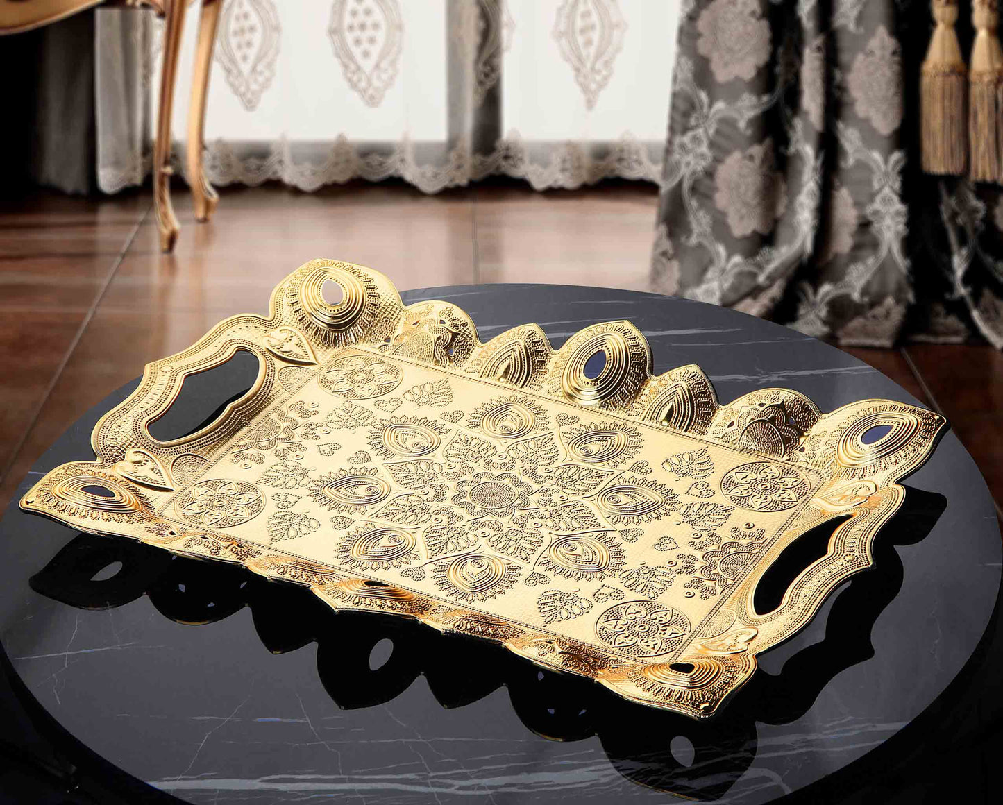 Rectangle Service Tray for 6 People Gold / Silver