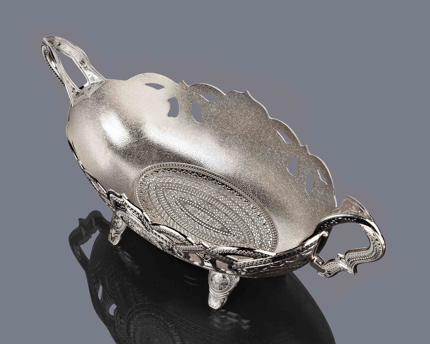 Serving Bowl with Handle Gold / Silver (Big Size)