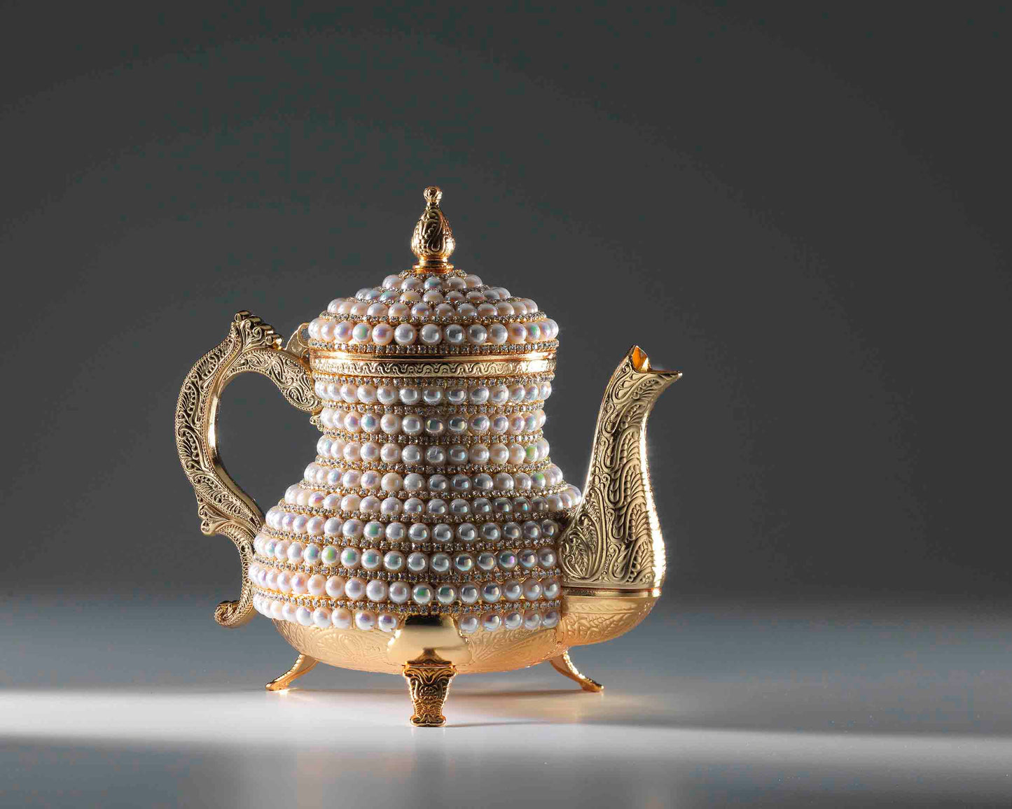 Pitcher with Stand Stoned & Pearled Gold / Silver