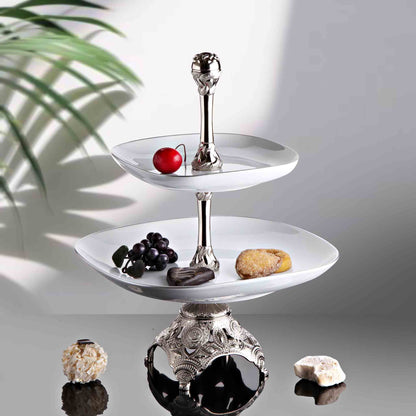 Triple Porcelain Cookie Stand Gold / Silver