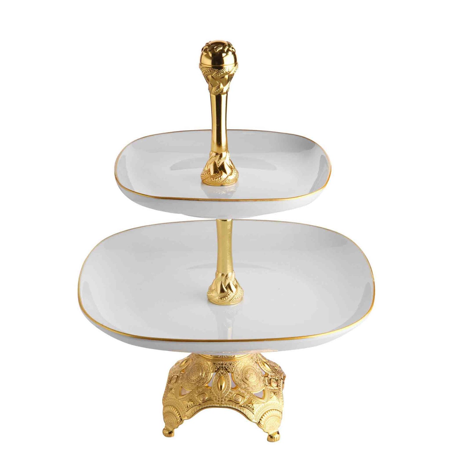 Triple Porcelain Cookie Stand Gold / Silver