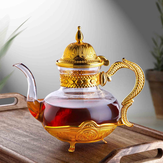 Borosilicate Teapot with Metal Detail Coating Gold / Silver