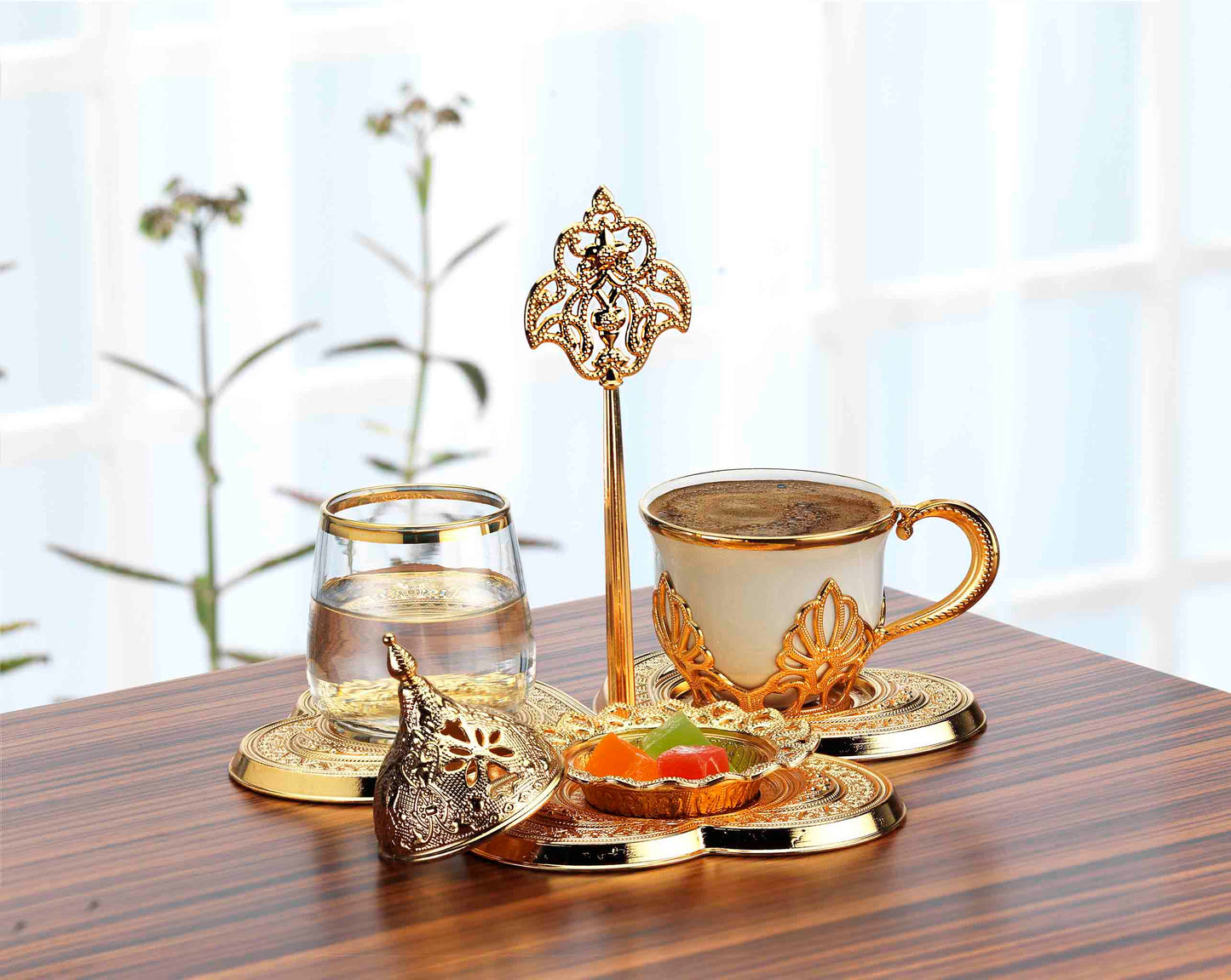 Single Coffee Serving Set Gold / Silver