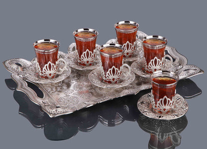 19 pcs. Tea Set with Tray Gold / Silver